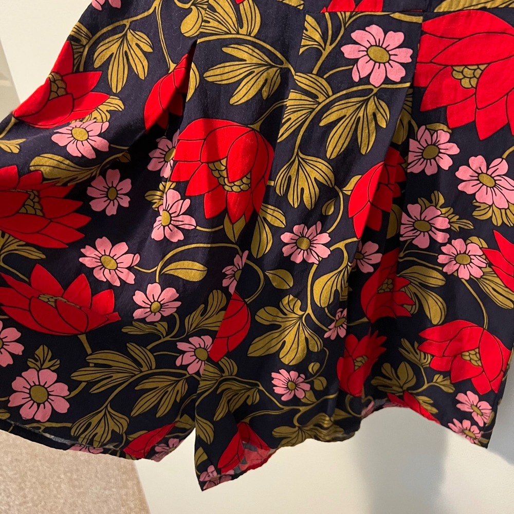 Princess Highway Floral Romper Navy Red Pink Short Sleeve Viscose PGFL229 Size 6 - Picture 3 of 10